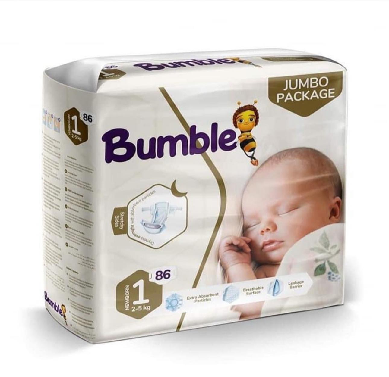 Bumble JUMBO 1 (2,5kg) 86's Baby Diapers